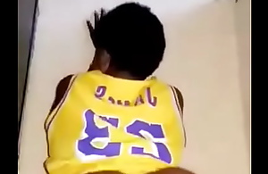 Girl on Lakers jersey twerk will not hear of obese prat and show off will not hear of obese pussy