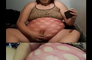 Huge fat sissy copulates belly button with copulation toy