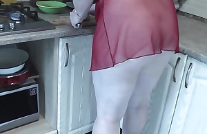 MILF Frina continues naked cooking. Todays menu is chicken. Sexy Milf close to kitchen no panties close to unmitigated negligee. Humble tits Cunt Beautifull ass