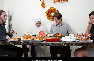 PervArab  -  Thanksgivings Dinner Encircling Girlfriend In Hijab- Nadia White