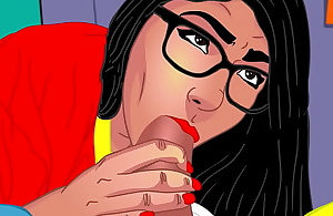 Mia Khalifa's perfect chafe booty cartoon parody blowjobs and wet ass pussy - brisk vid in Red