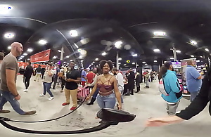 Clumsy ebony piecing together attendee gives me body tour at EXXXotica NJ 2021 with respect to 360 degree VR