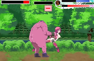 Cute pink haired girl having sex with big monster man in guild meister act hentai game