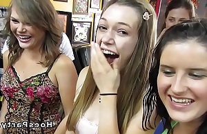Group of nasty babes parting in tap-tap shop