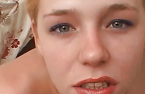 Blonde horny teen gets her wet pussy fucked and her mouth cunt filled with cum!