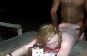 hot endowed filling my pussy with milk in the tent on the beach