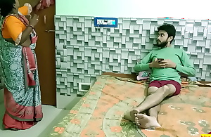 Indian teen boy bonking with hot elegant maid Bhabhi! Intact homemade sex