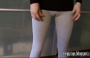 Warming up cameltoe with respect to grey leggings.